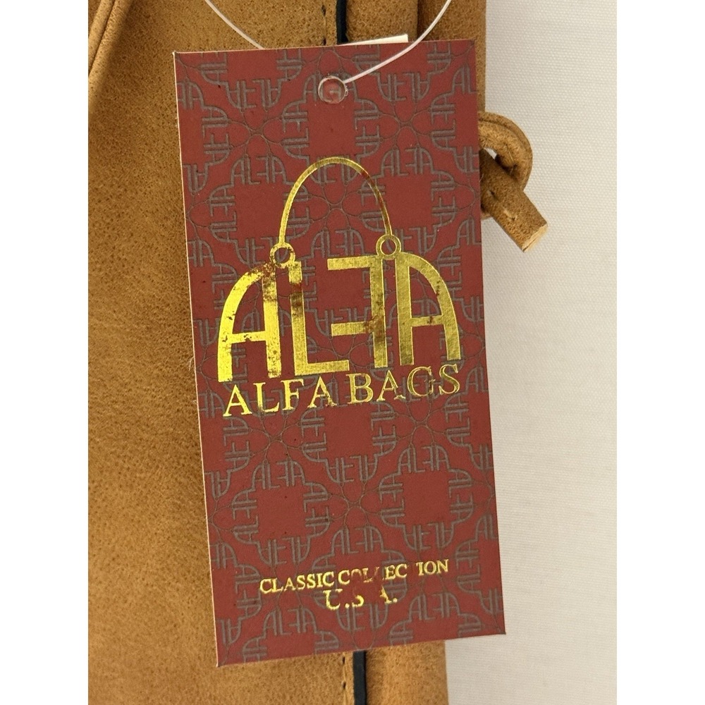 Alfa Bags Tan Laser Cut Crossbody Bag Small Faux Leather Purse NWT - Picture 7 of 11
